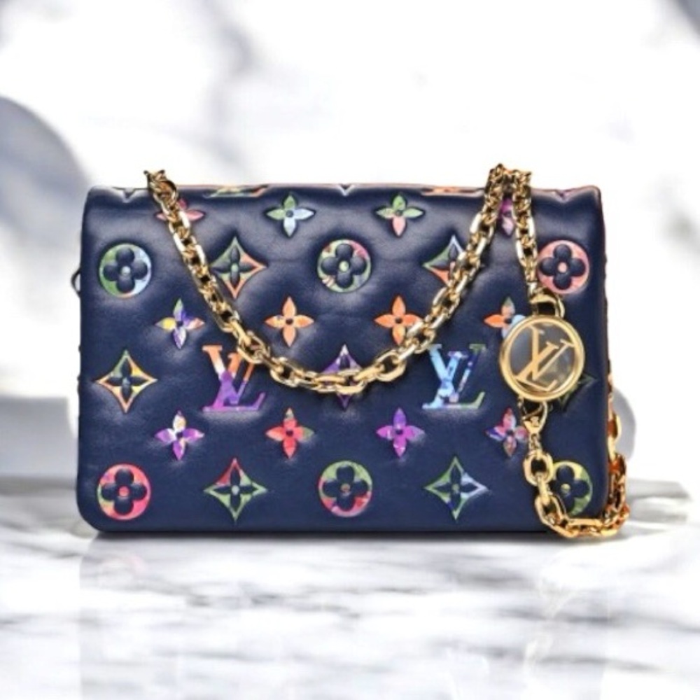 Louis Vuitton Multicolor Lambskin Embossed Monogram LV Garden l Coussin Navy - Picture 14 of 17